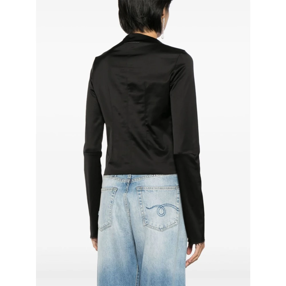 MM6 Maison Margiela Zwarte satijnen logotop Black Dames