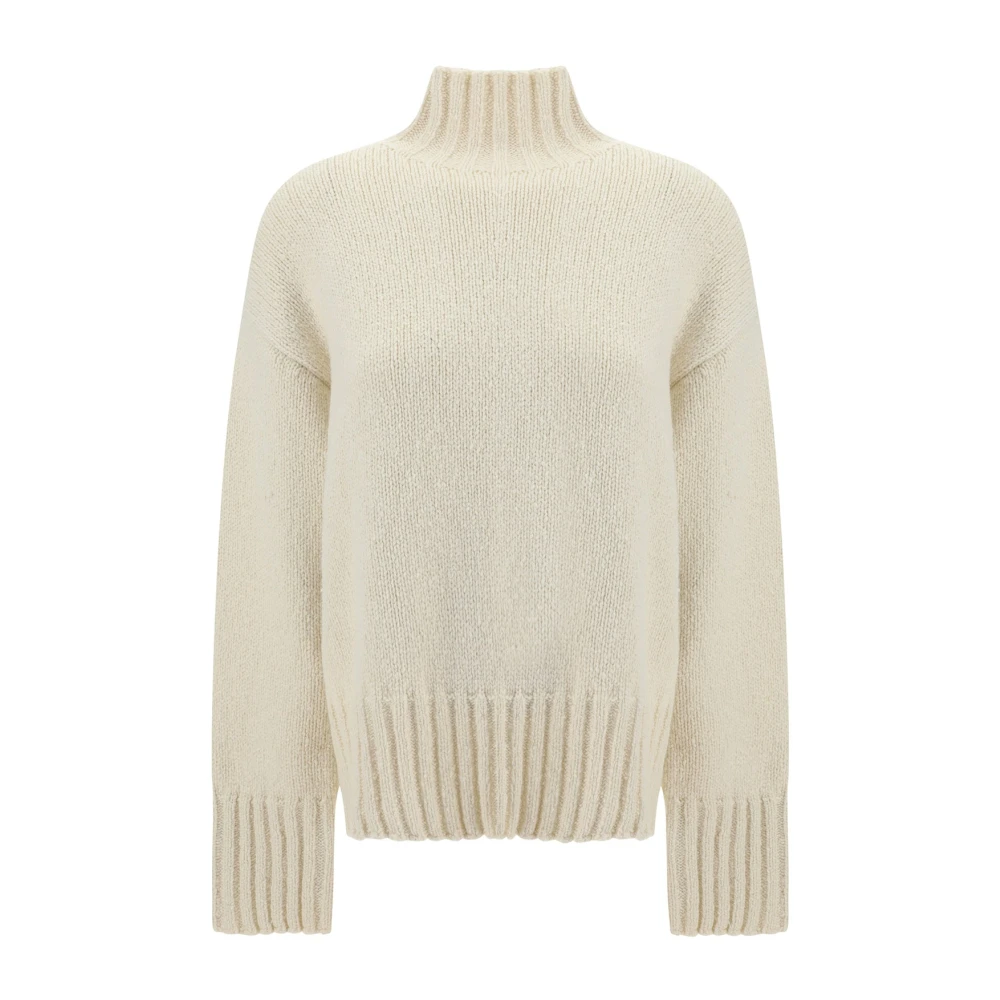 Jil Sander Women's White Turtlenecks, L, Wool And Silk Jumper