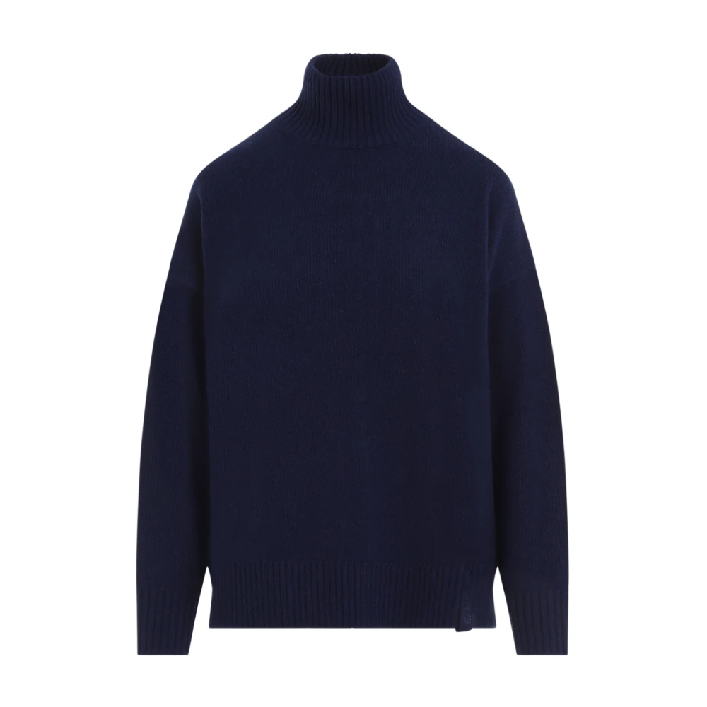 Victoria Beckham Navy Convertible Turtle Neck Jumper Blue Dames