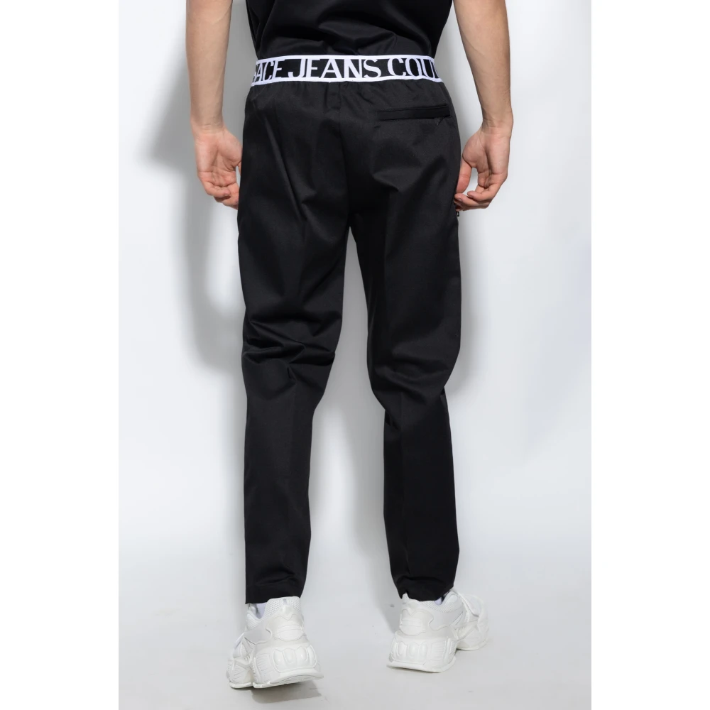 Versace Jeans Couture Broek met elastische tailleband Black Heren