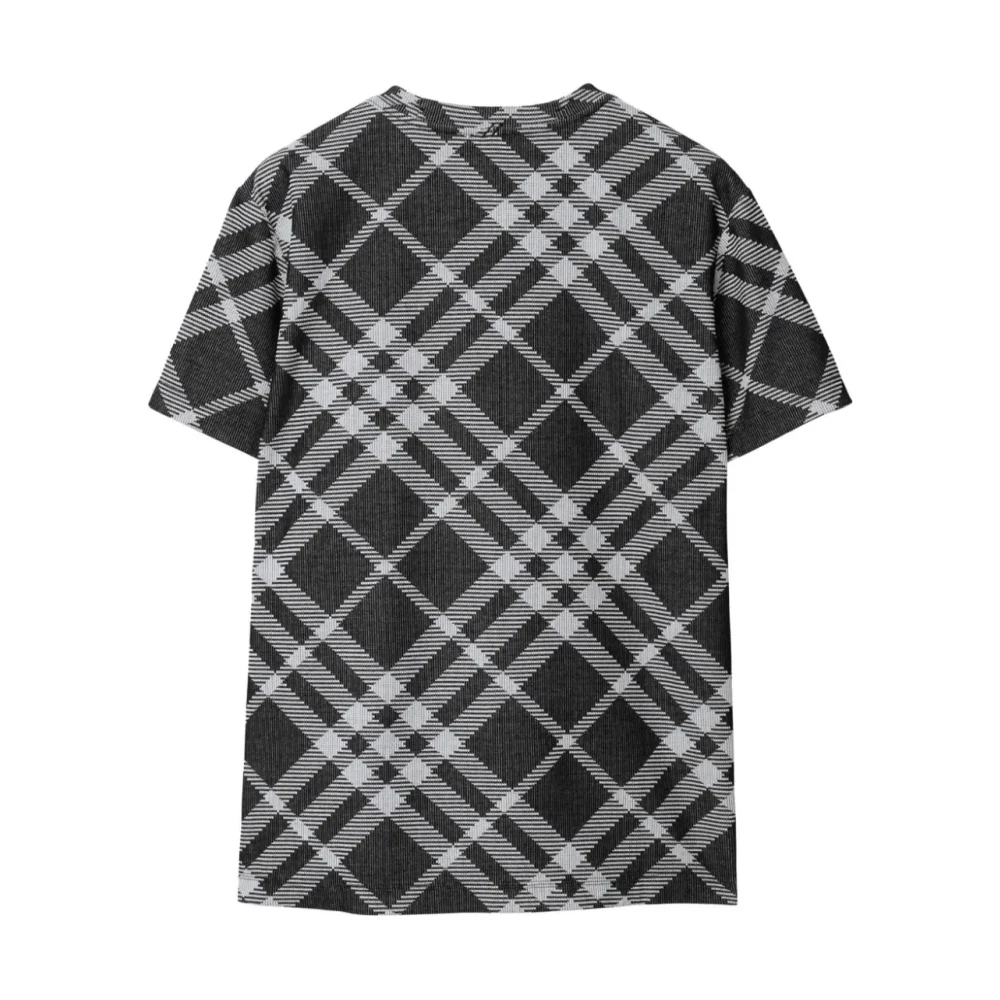 Burberry Check Jacquard Gebreide Zwarte T-shirts Black Heren