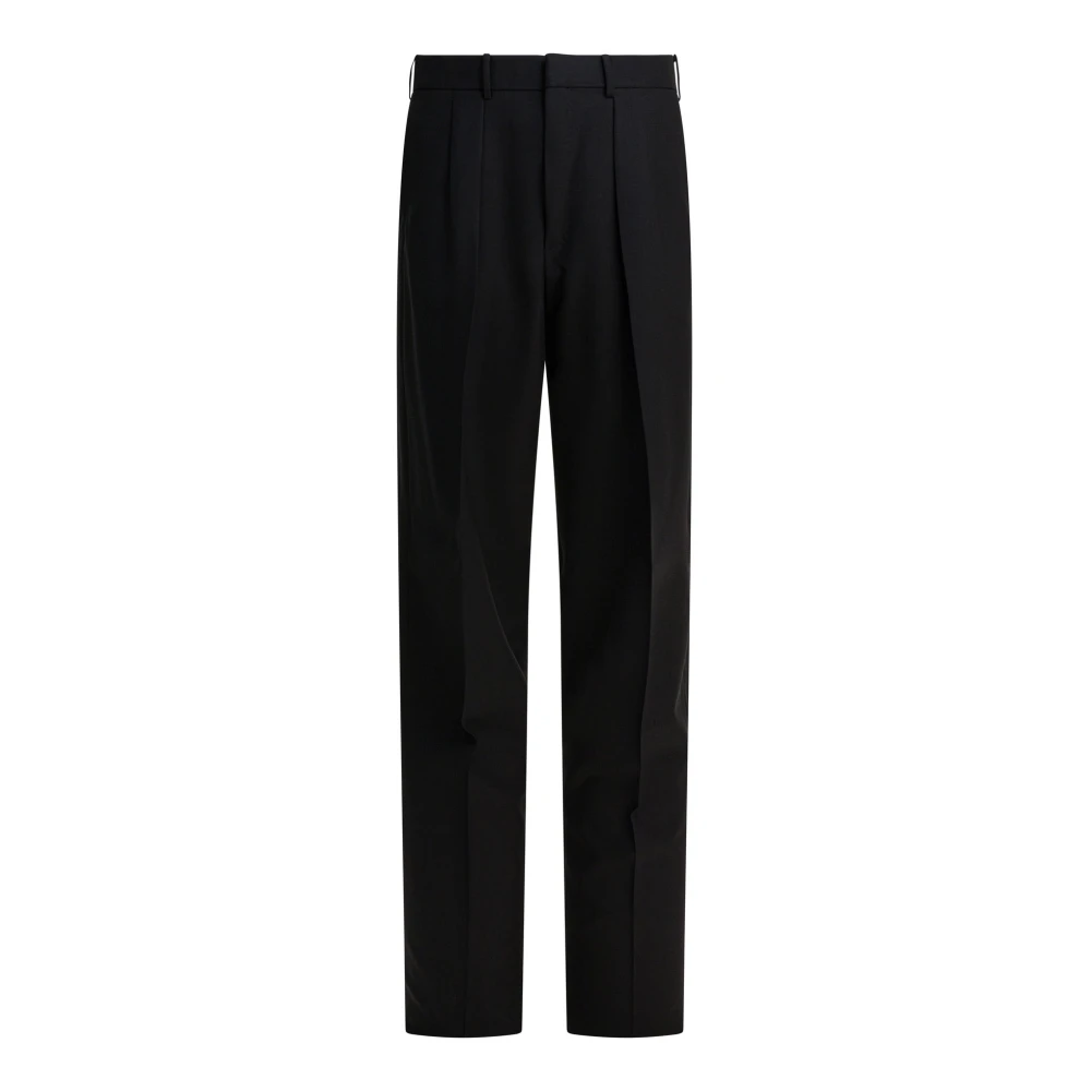 Tom Ford Men's Black Wool Trousers With Double Pleats