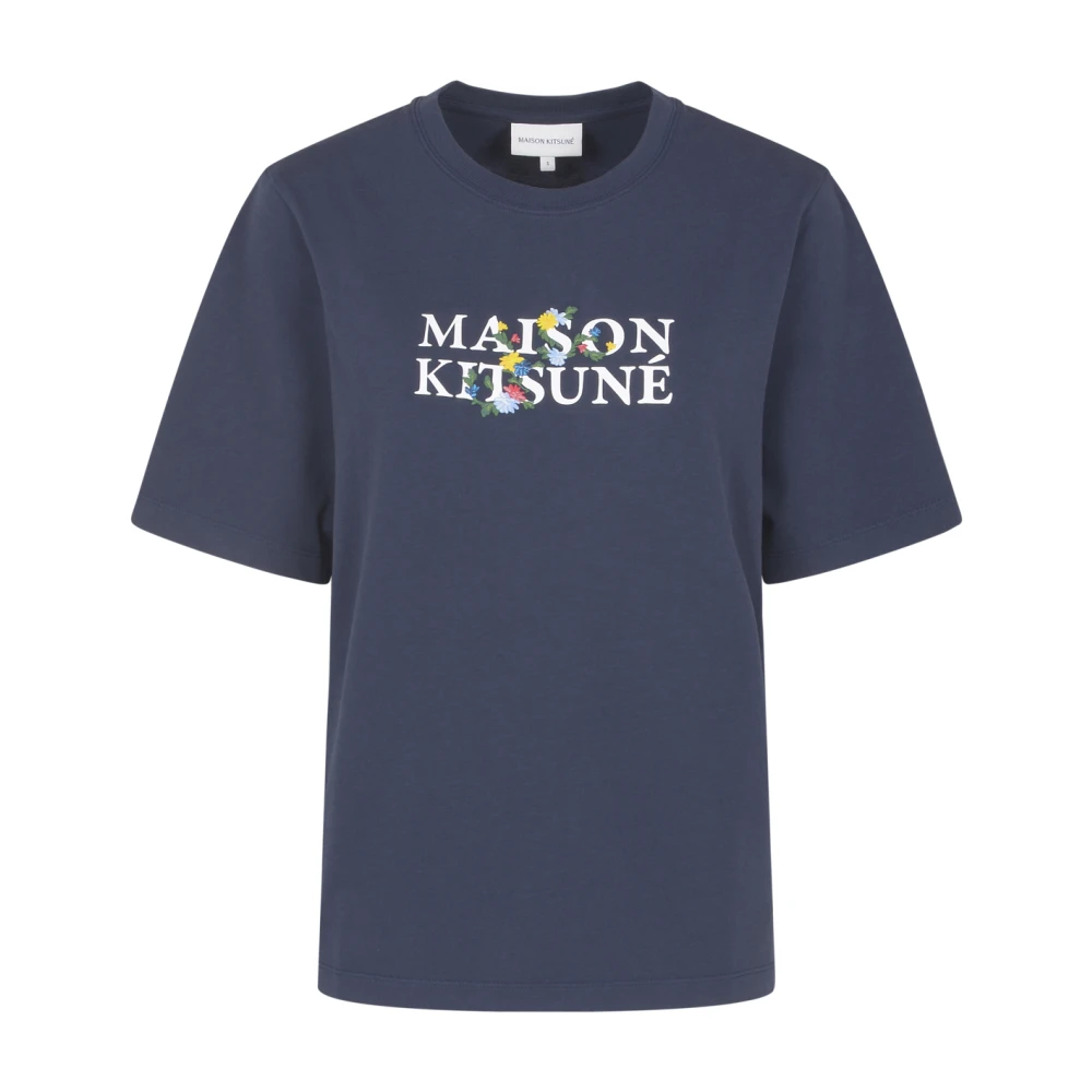 Maison Kitsuné Bloemen Comfort T-shirt Blue Dames
