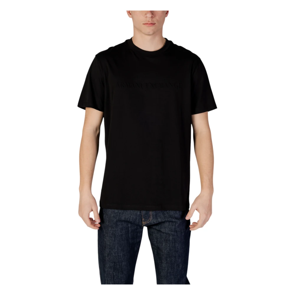 Armani Exchange Men's Black Cotton Round Neck T-Shirt