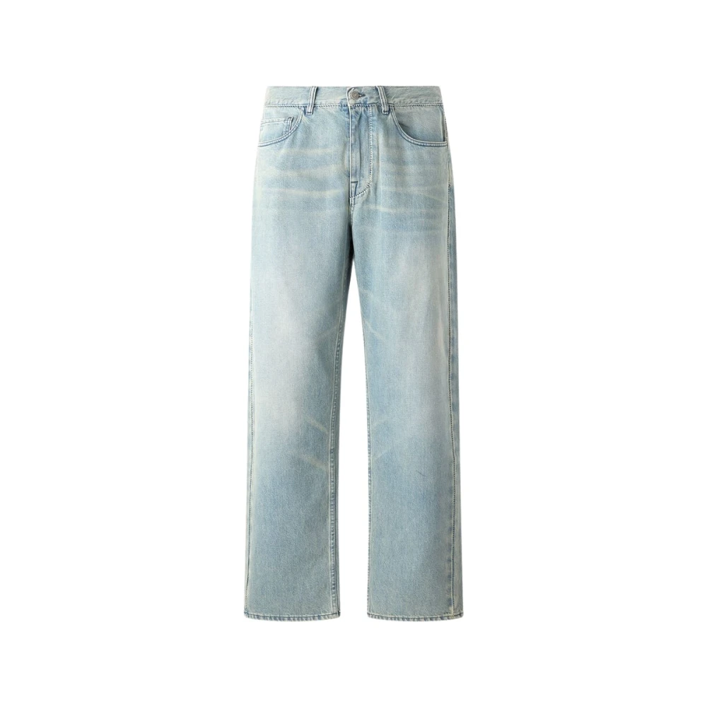 Roberto Cavalli Men's Blue Sandblasted Denim Jeans - Straight Fit Jeans - W34 - Jeans