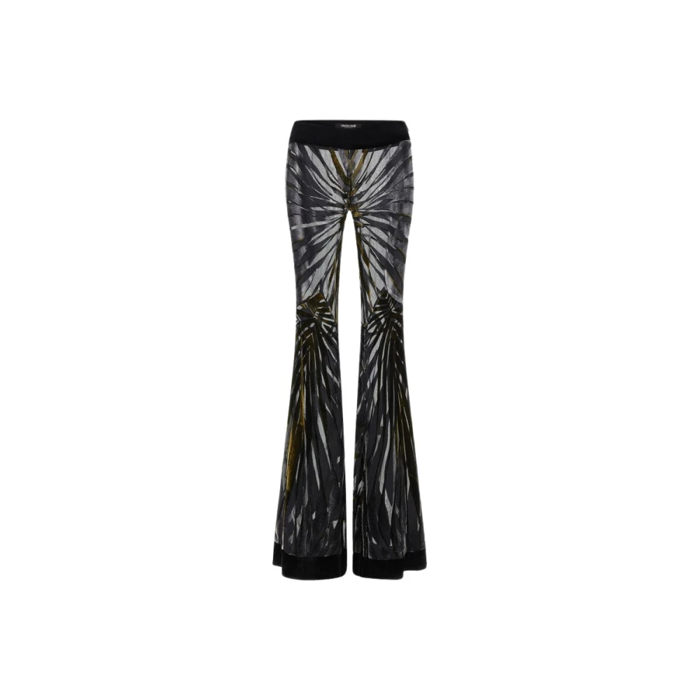 Roberto Cavalli Women's Multicolor Wide Trousers, M, Ray Of Gold Print Flared Trousers