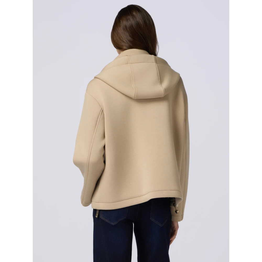 Oltre Jas van scuba met capuchon Beige Dames