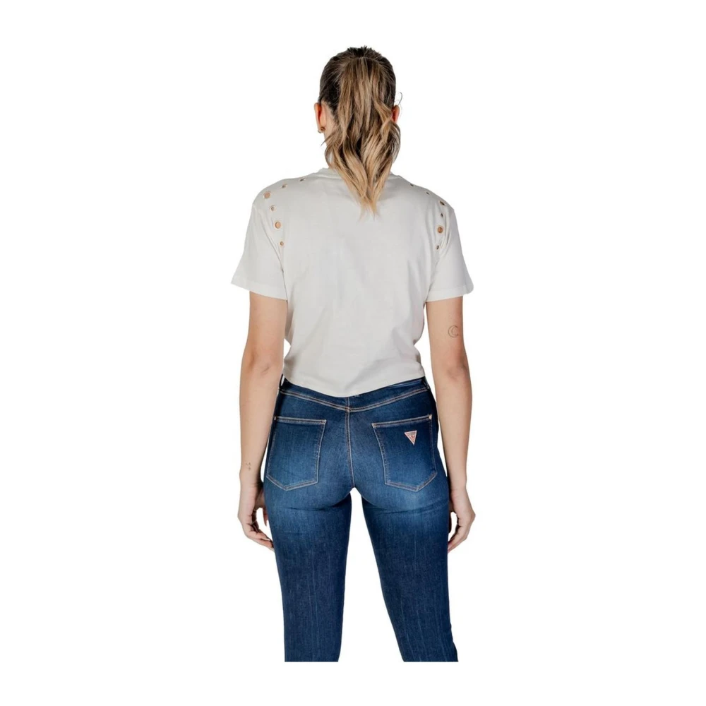 Guess Korte mouwen katoenen T-shirt collectie Beige Dames