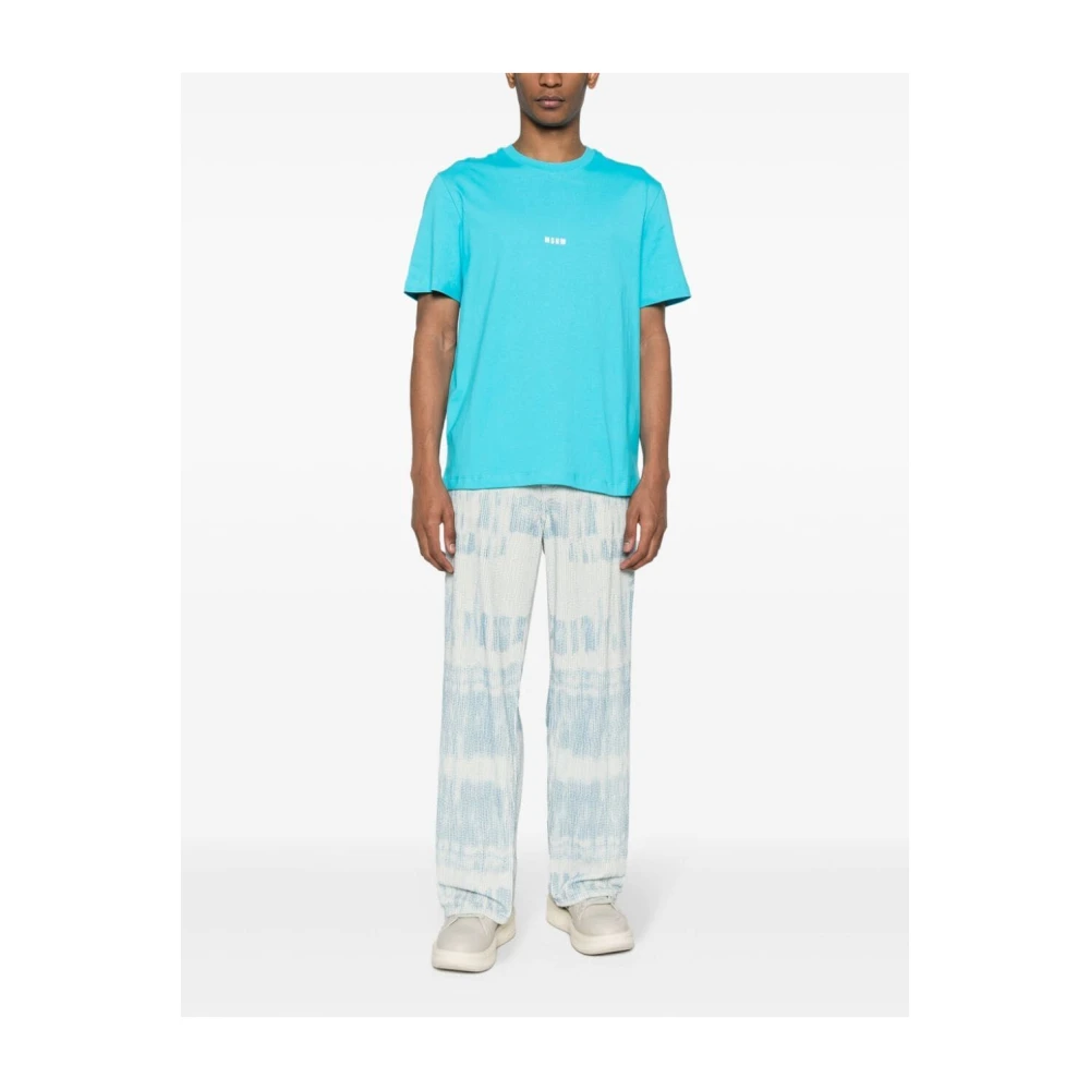 Msgm Blauw Katoenen T-Shirt Blue Heren