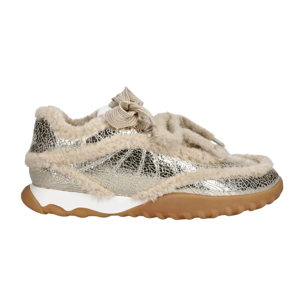 Pinko Women's Silver - Lather Sneakers With Faux Fur Details - 38 - Image 3