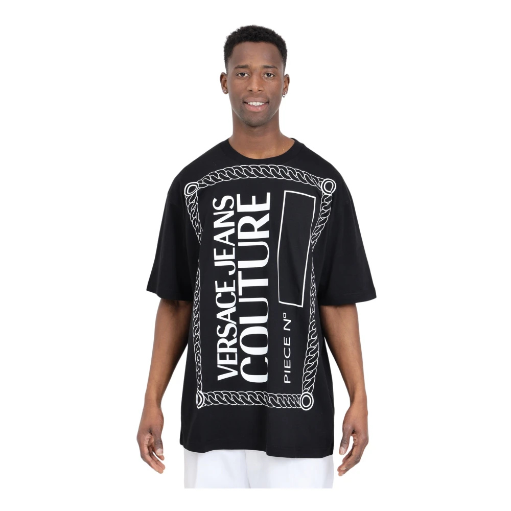 Versace Jeans Couture Zwart T-shirt met Piece Number Logo Black Heren