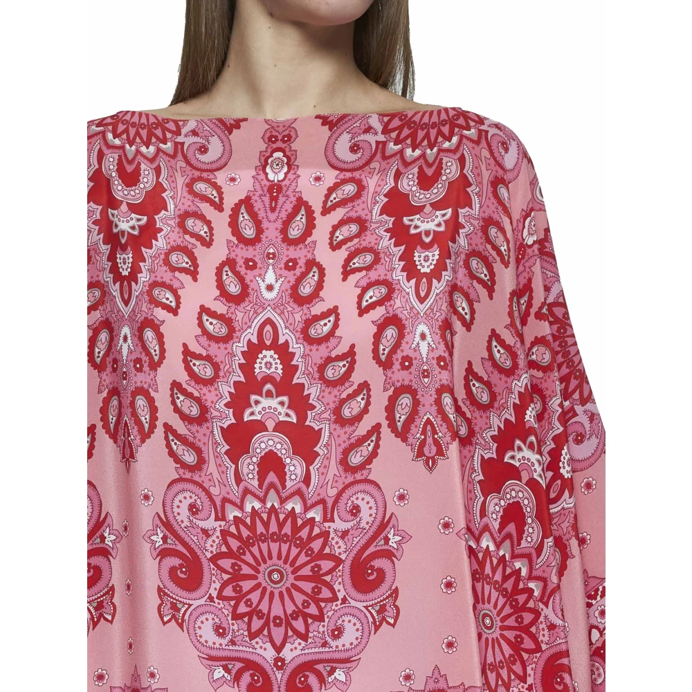 ETRO Roze Bloemen Paisley Zijden Top Pink Dames