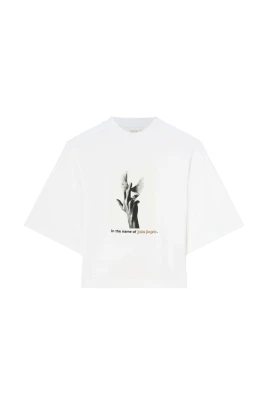 Vit T-shirt med vingtryck