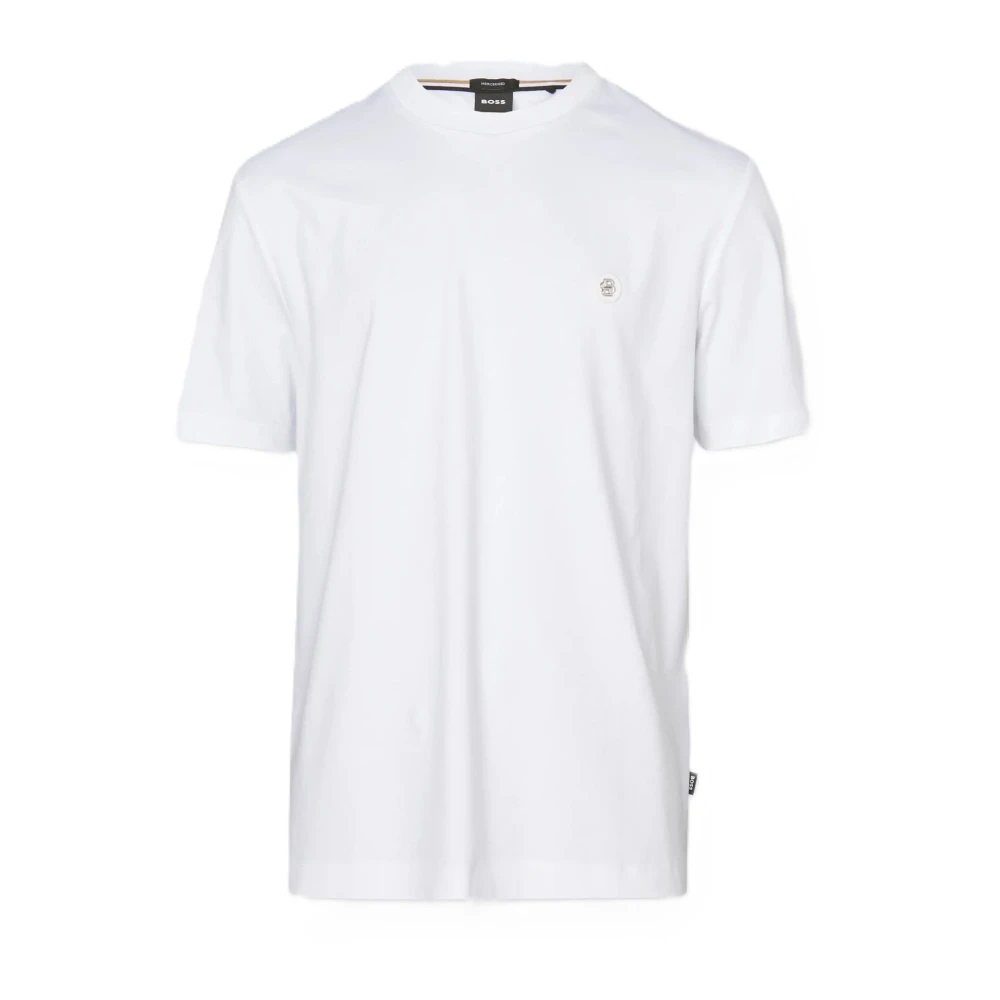 Boss Bomull Logo T-shirt Vit White, Herr