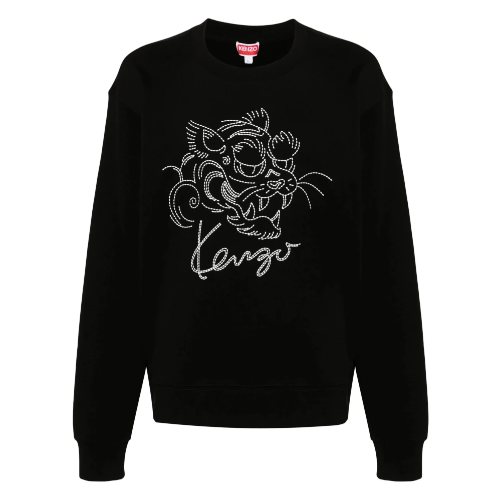 Kenzo Geborduurde Tiger Sweatshirt Klassieke Stijl Black Heren