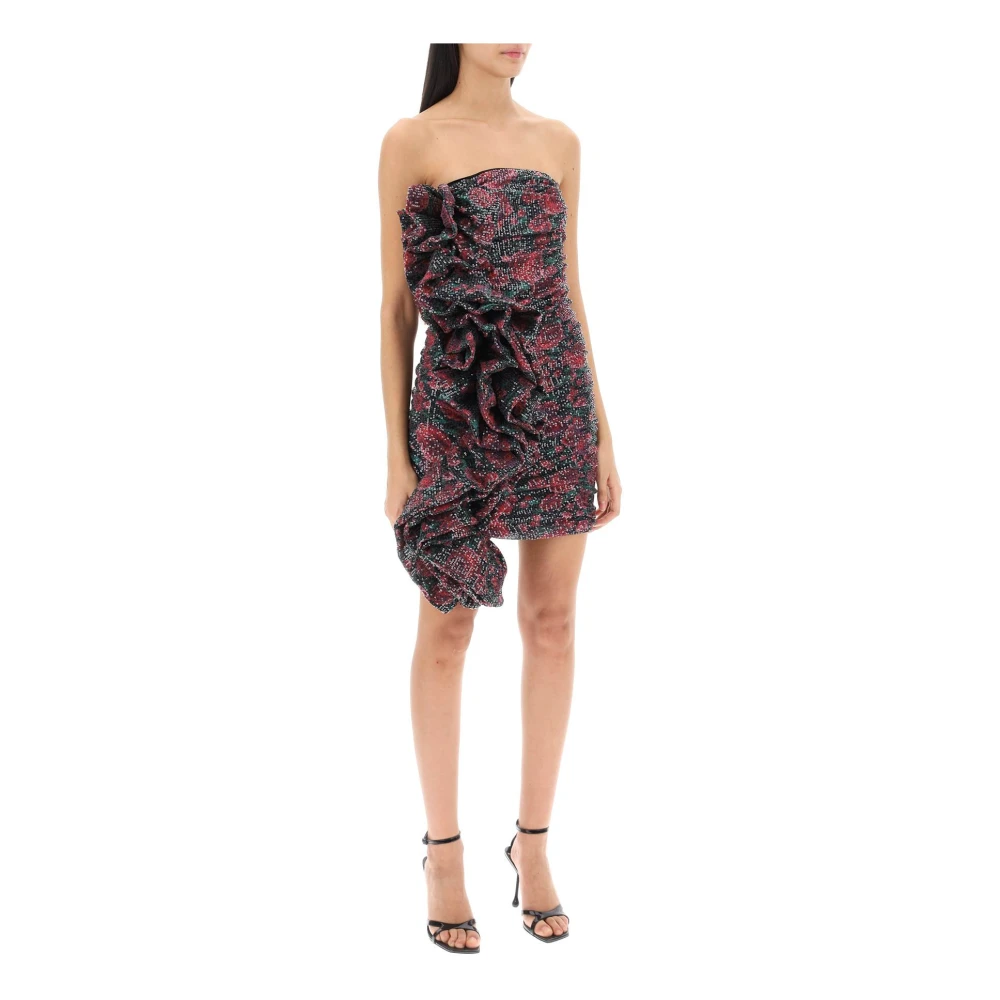 Rotate Birger Christensen Strapless Mini-jurk met Pailletten en Cascaderuffles Multicolor Dames