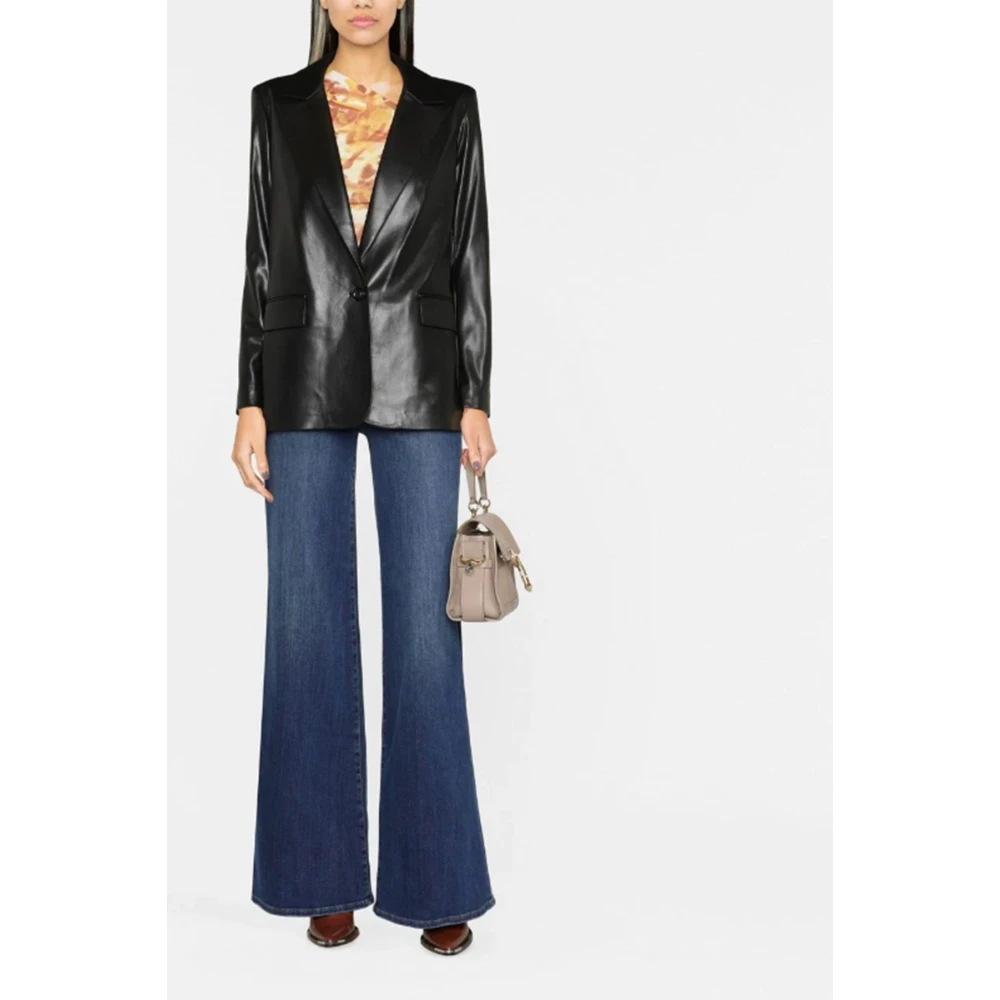 alice + olivia Zwarte vegan leren jas klassieke stijl Black Dames
