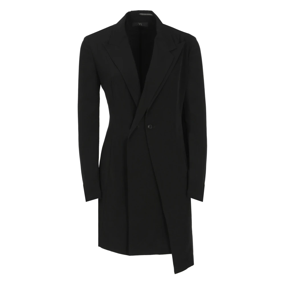 Y-3 Zwarte regenjas met V-hals en zakken Black Dames
