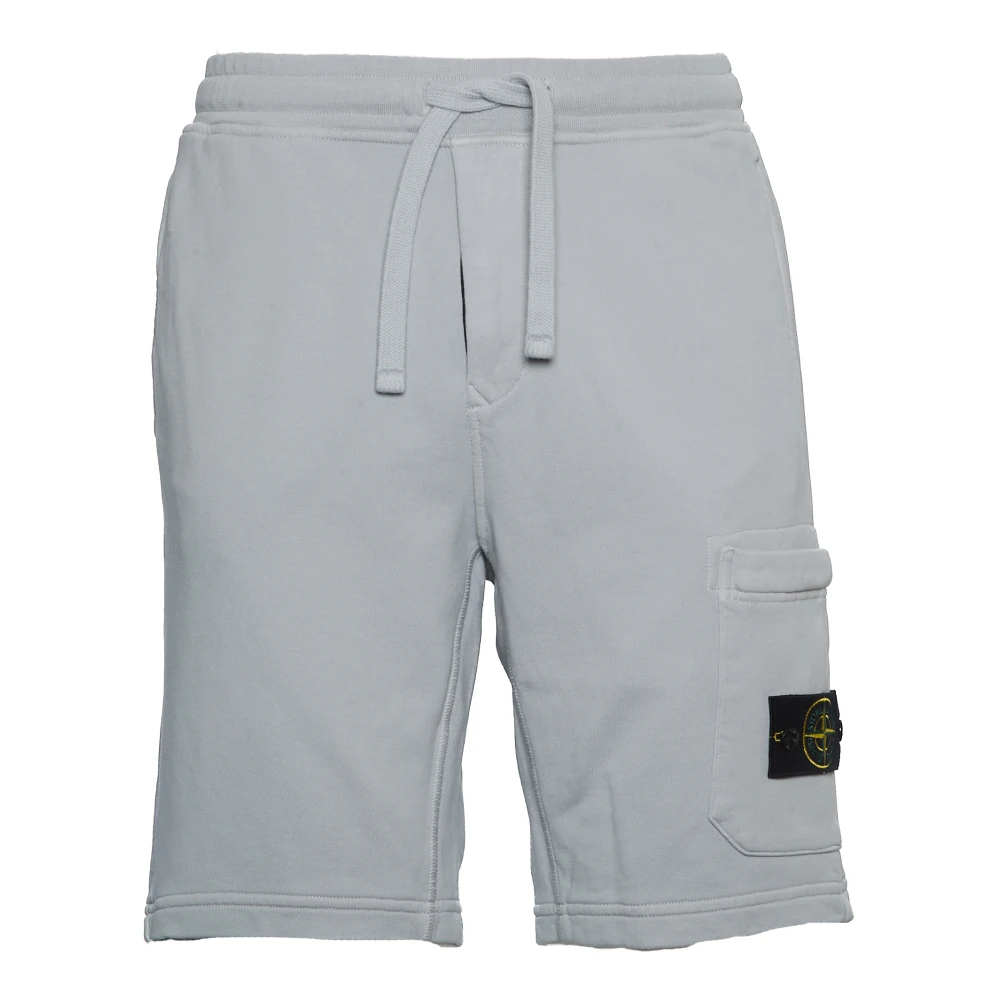 Stone Island Grijze Fleece Shorts Bermudas Ss25 Gray Heren