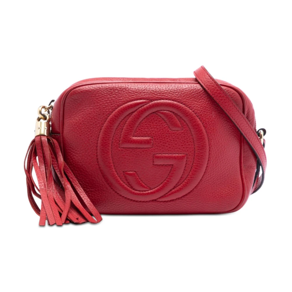 Gucci Vintage Women's Red Pre-Owned Shoulder Bag With Tassel