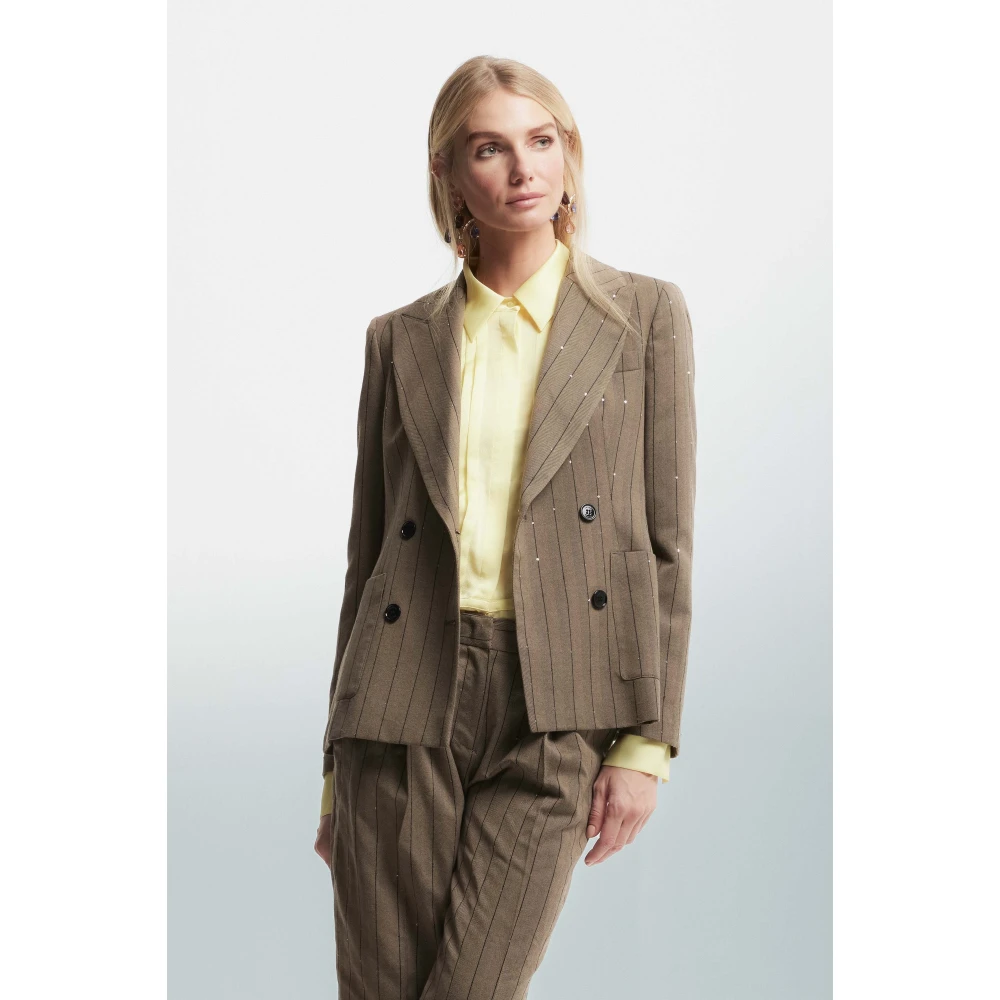 Kocca Gestreepte en gestippelde jas Beige Dames