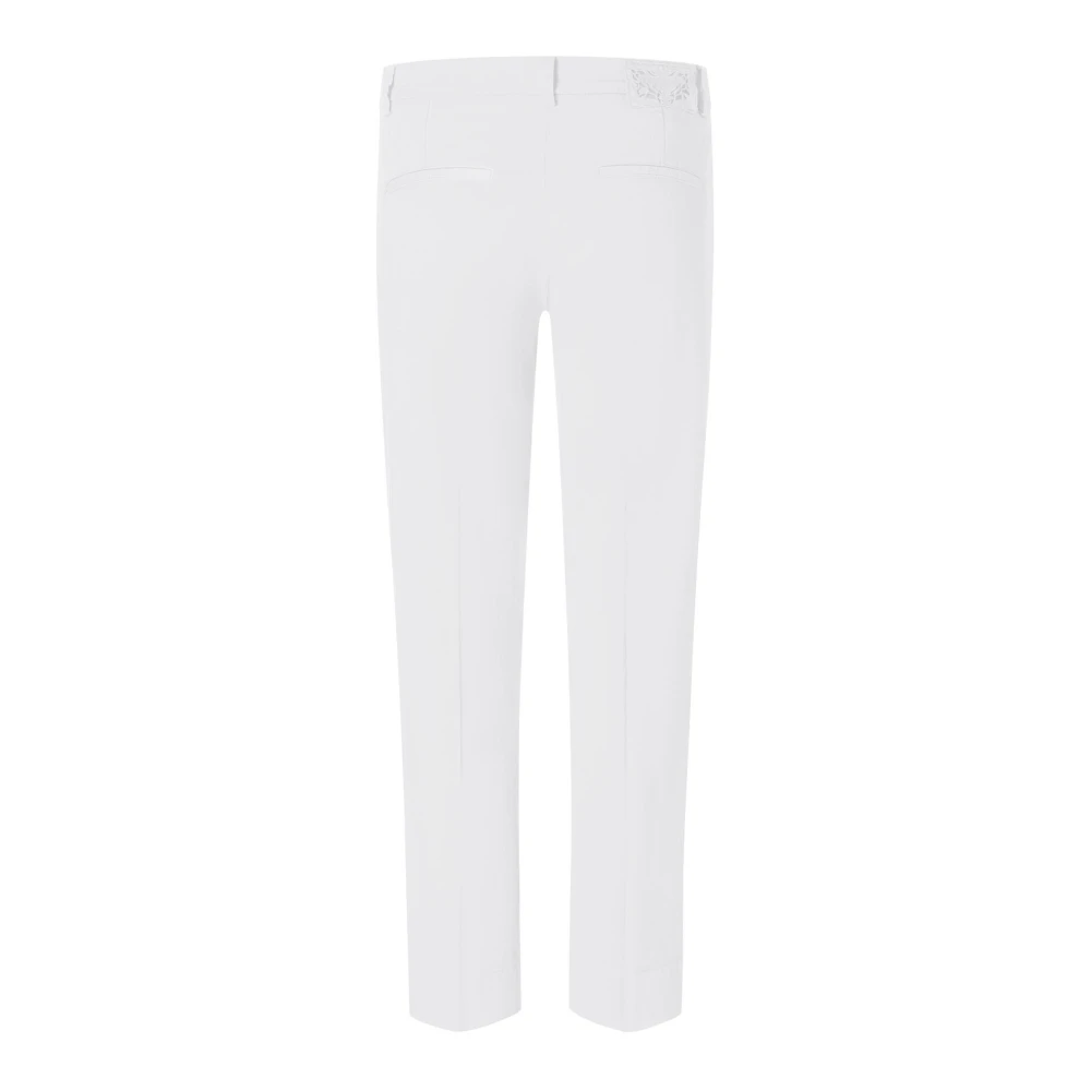 Cambio Women's White Cropped Trousers With Pressed Folds - Cropped Trousers - 3XL - Trousers