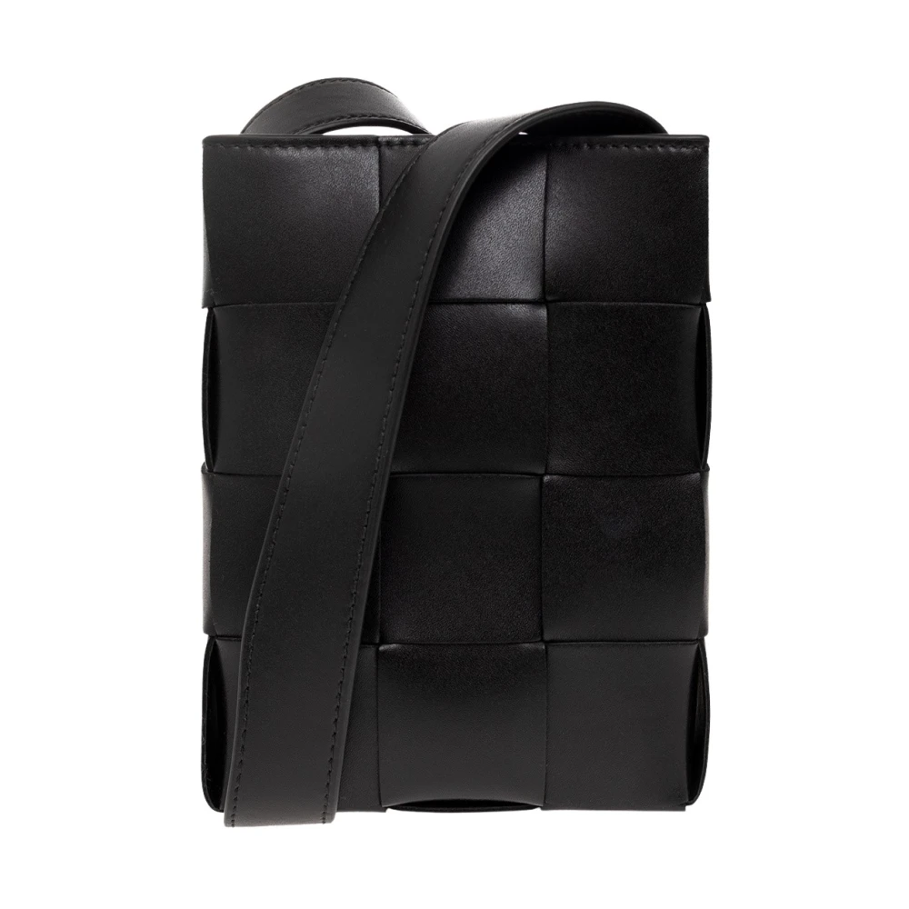 Bottega Veneta Svart läder mobilväska med rem Black, Unisex