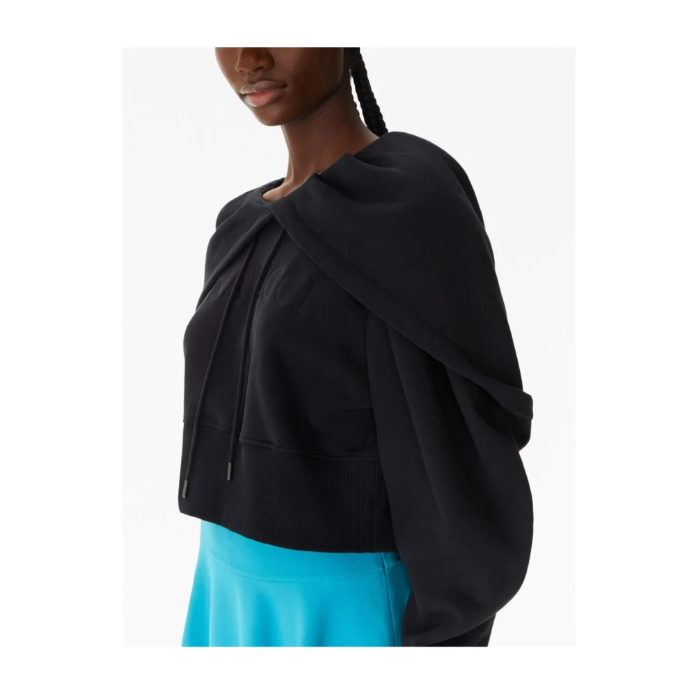 Nina Ricci Zwarte Logo Cropped Hoodie Sweater Black Dames