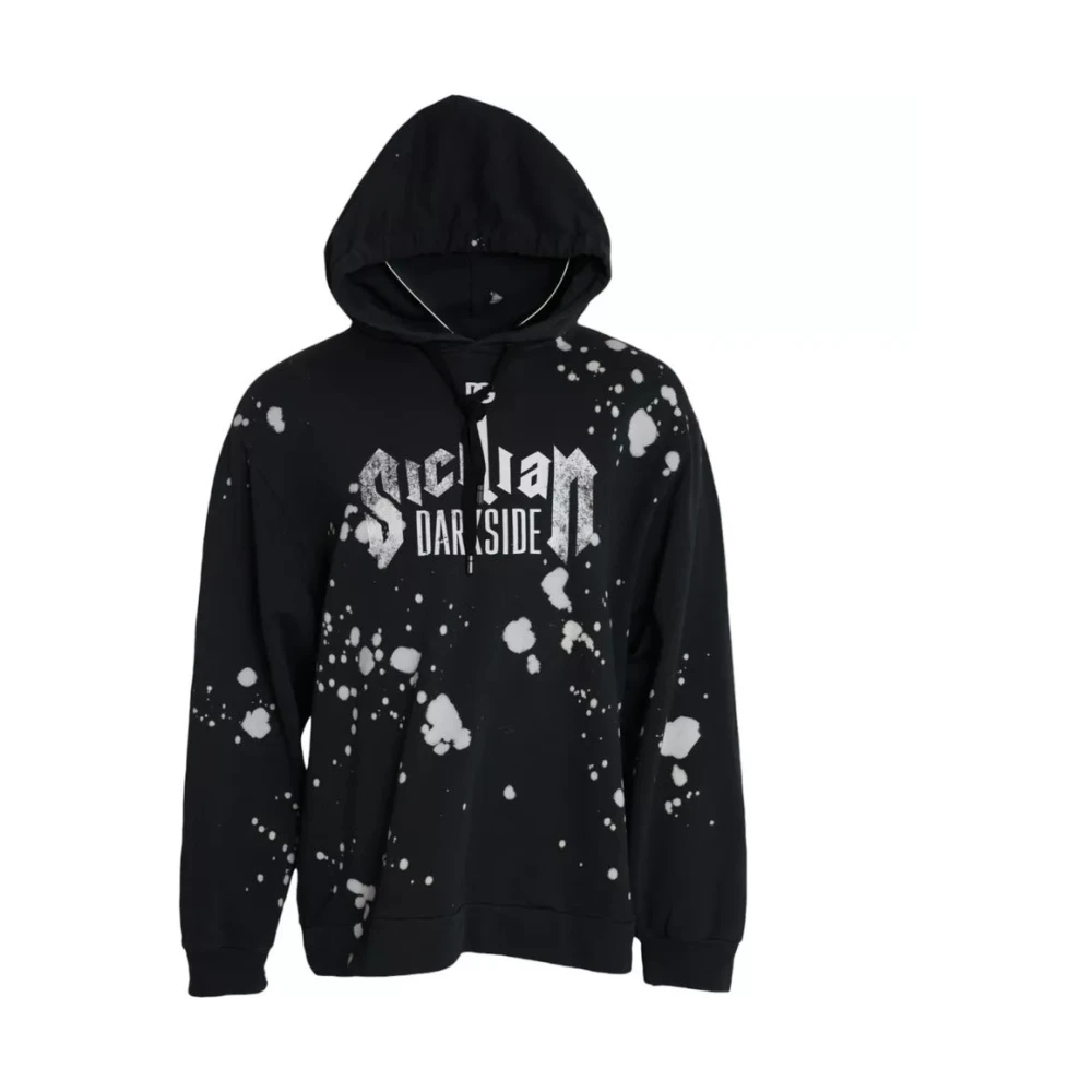 Dolce & Gabbana Zwarte Siciliaanse Hoodie Sweatshirt Grafische Print Black Heren