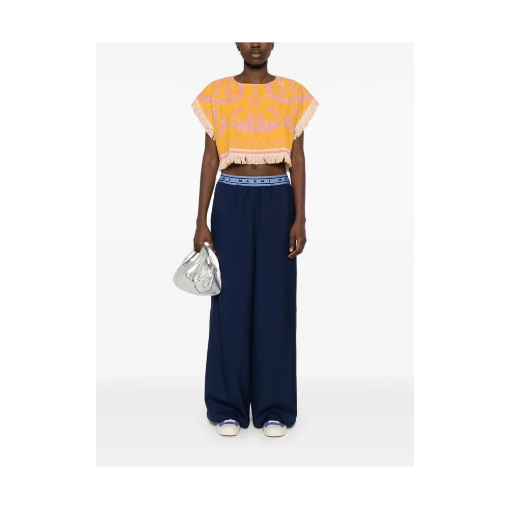 Marni Donkerblauw Elastische Taille Zakken Blue Dames
