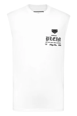 Ärmlös T-shirt med rund hals