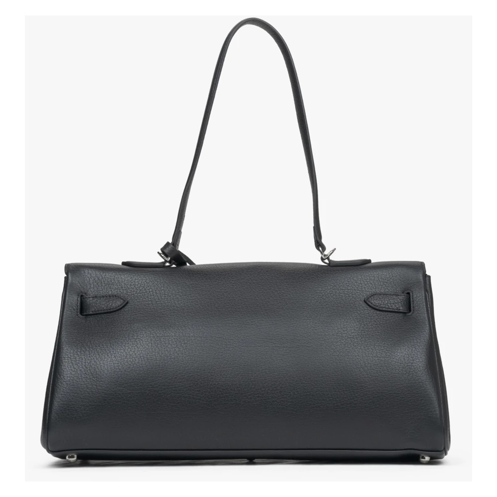 Estro Zwarte schoudertas voor vrouwen met zilverkleurige hardware Black Dames