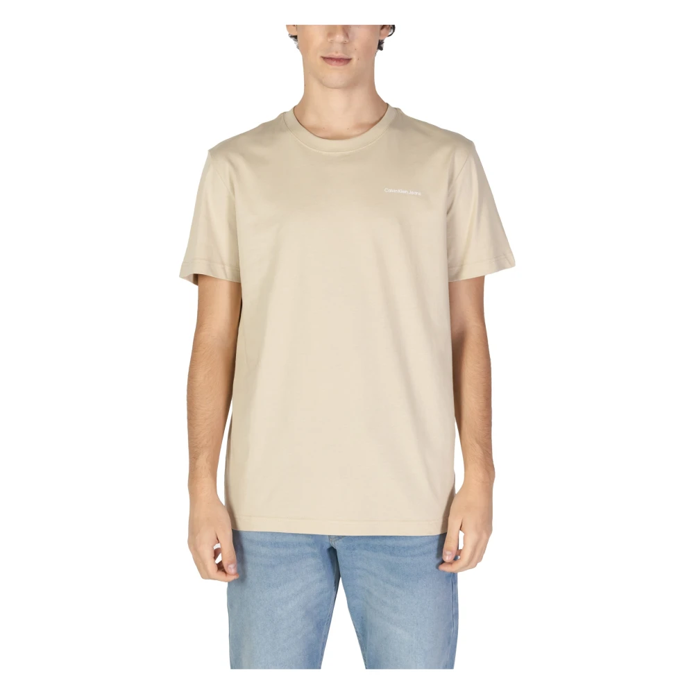 Calvin Klein Jeans Beige Bedrukt Katoenen Tee Relaxte Pasvorm Beige Heren