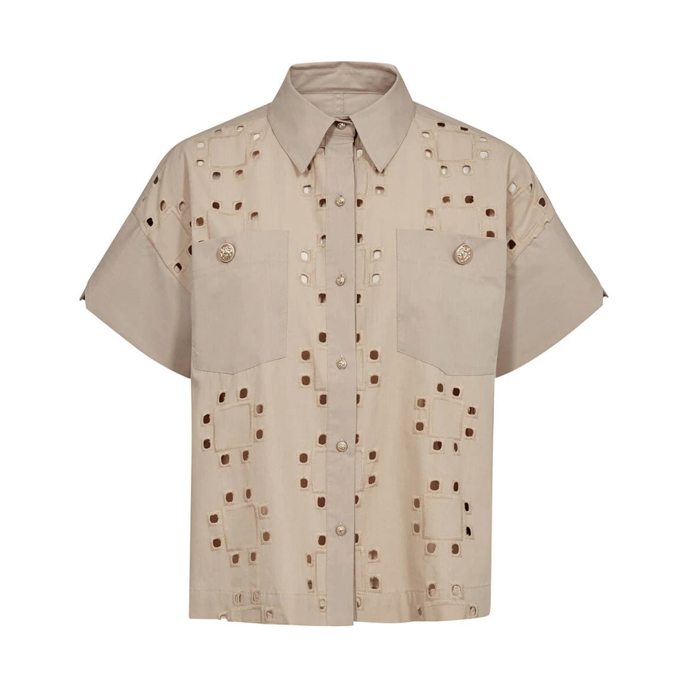 MOS MOSH Tazhi Katoenen Overhemd Jas Beige Dames