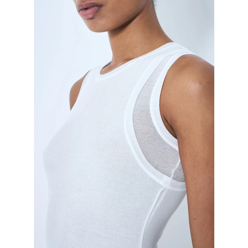 Jil Sander Gelaagde Midi Jurk Scoop Neck Italië White Dames