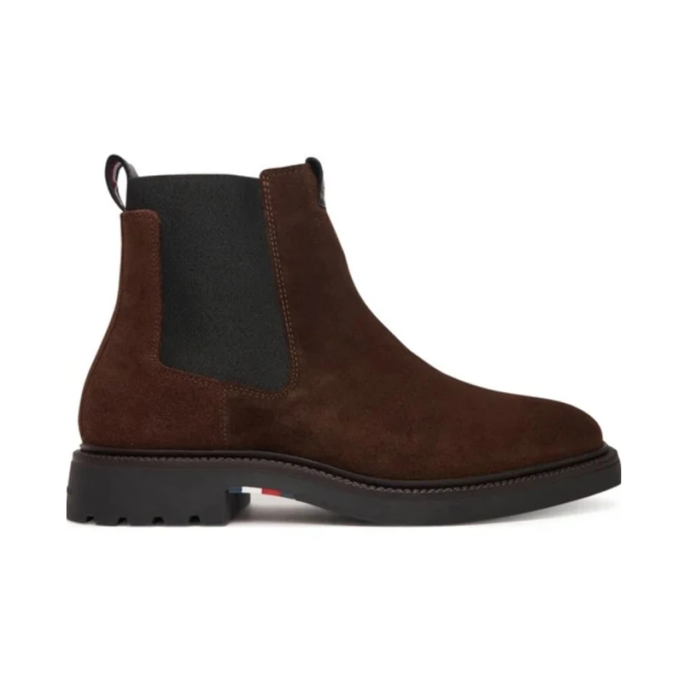Tommy Hilfiger Men's Brown Chelsea Boots, 9 Uk, Lightweight Suede Chelsea Boots