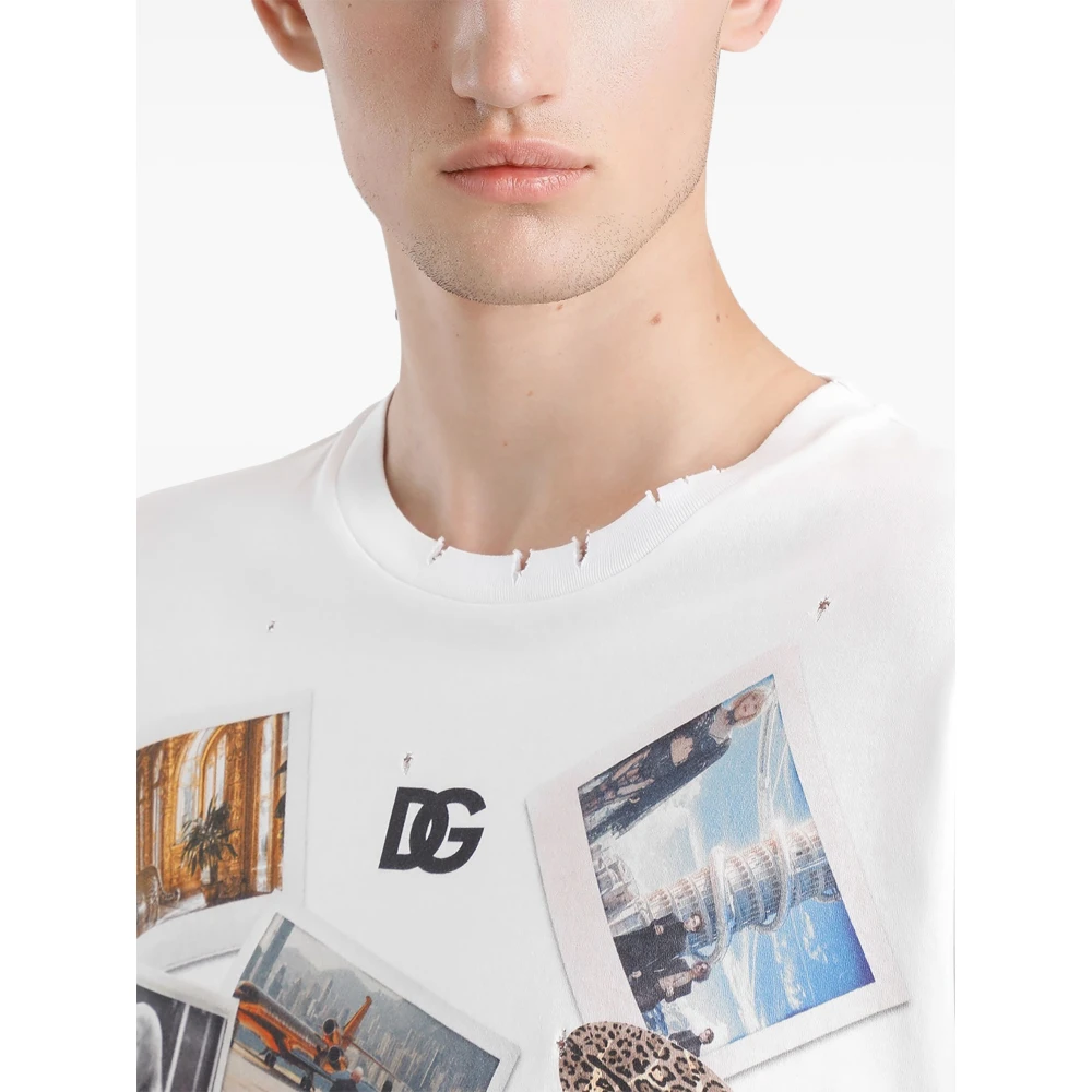 Dolce & Gabbana Optisch Wit T-Shirt White Heren