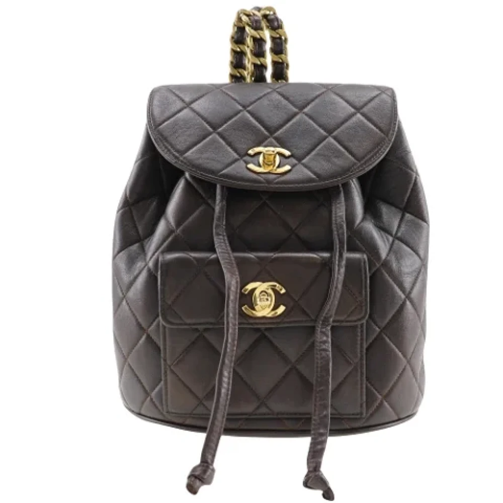 Chanel Vintage Pre-owned Leather backpacks Brown Dames