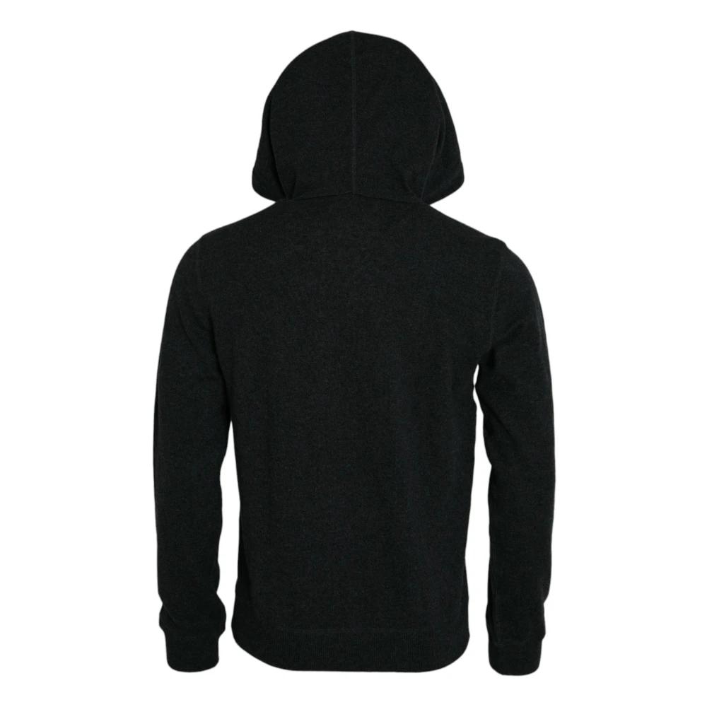 Dolce & Gabbana Donkergrijze Kasjmier Hoodie Black Heren