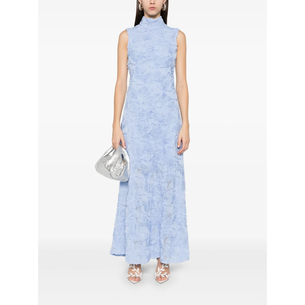 Rotate Birger Christensen Lichtblauwe Mesh Maxi Jurk Blue Dames