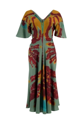Tie-Dye V-Neck Midi Klänning