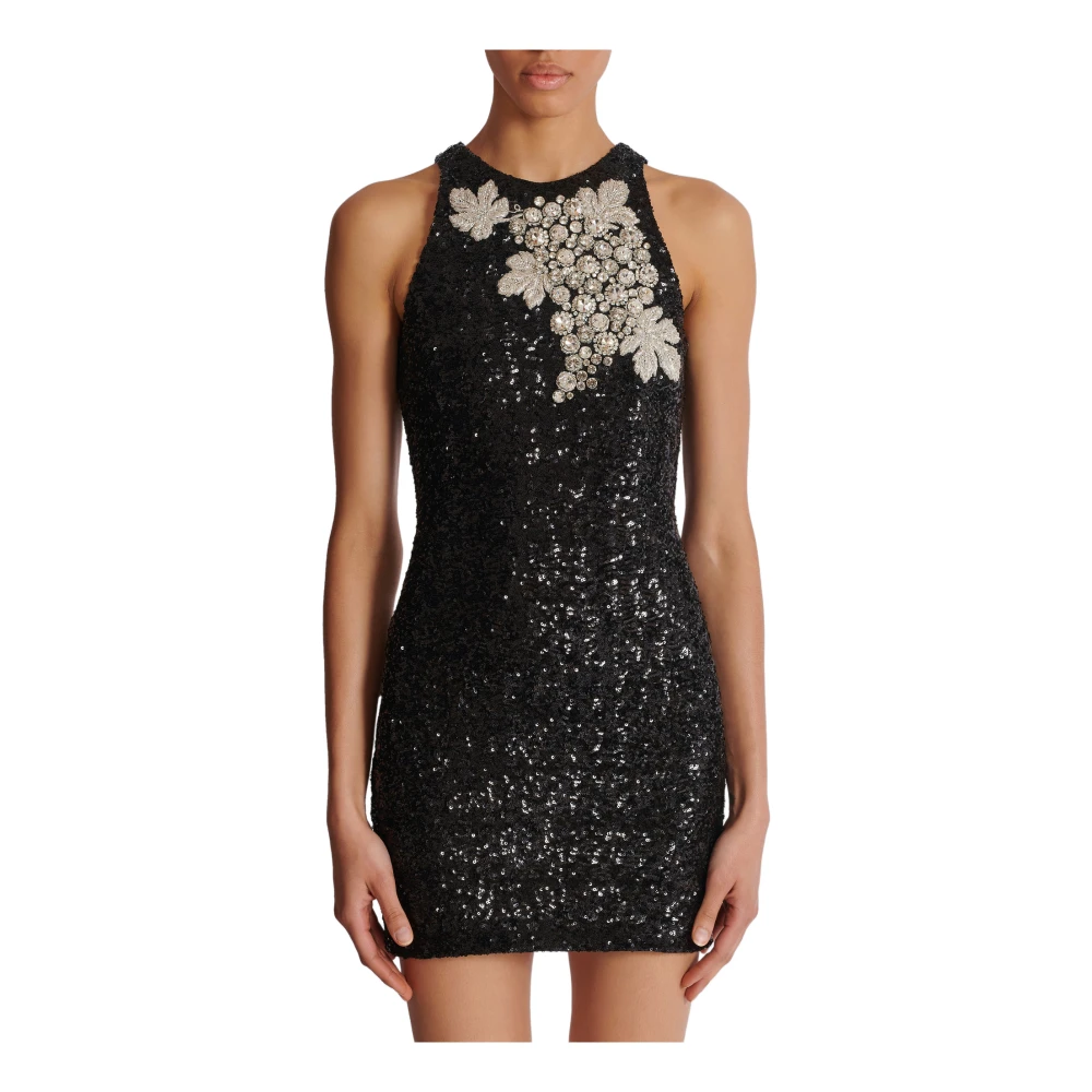 Balmain Pailletjurk met druivenborduursel Black Dames