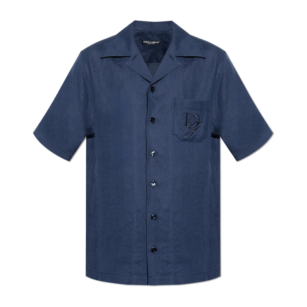 Dolce & Gabbana Blauw linnen overhemd voor heren Blue Heren
