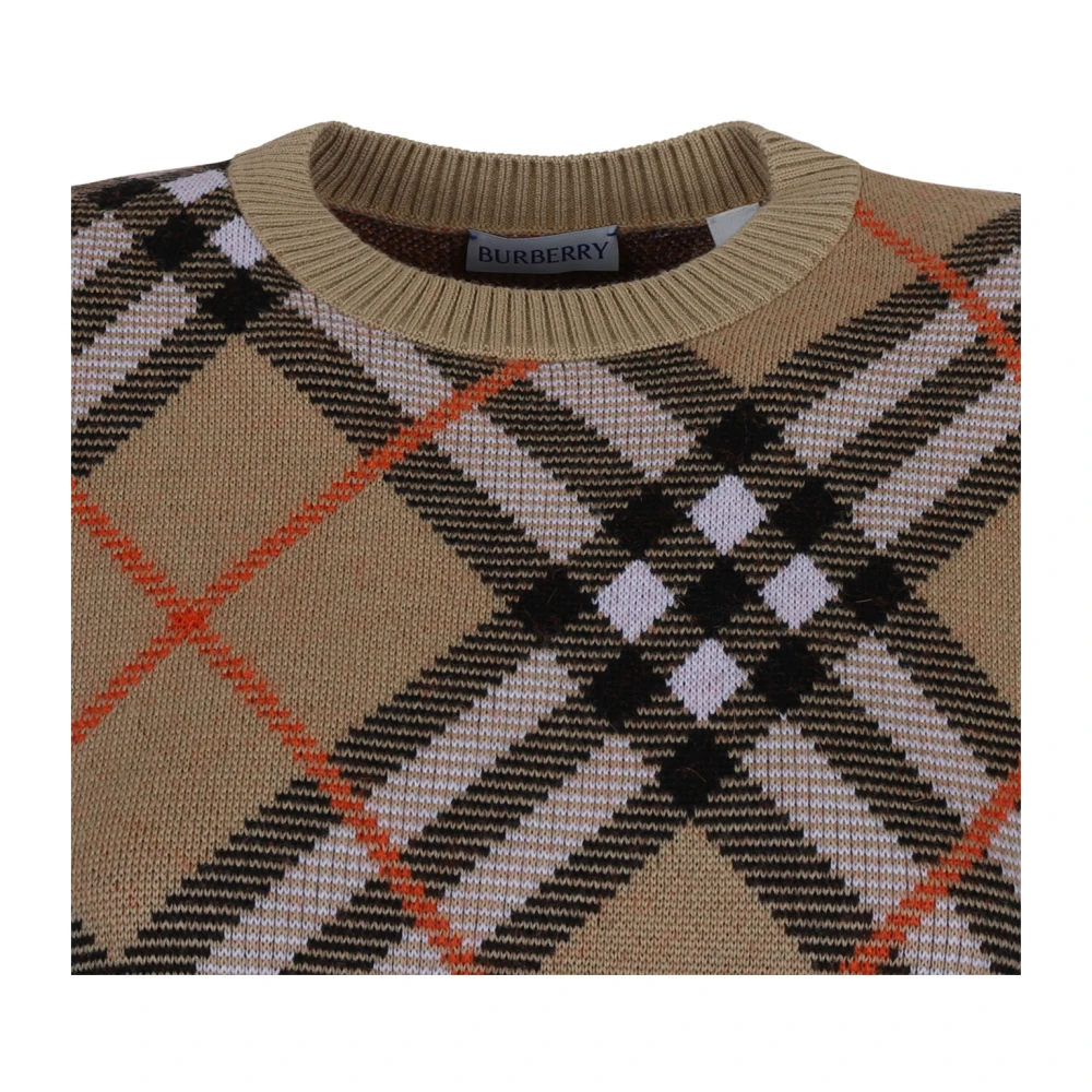 Burberry Vintage Check Intarsia Gebreide Trui Brown Dames