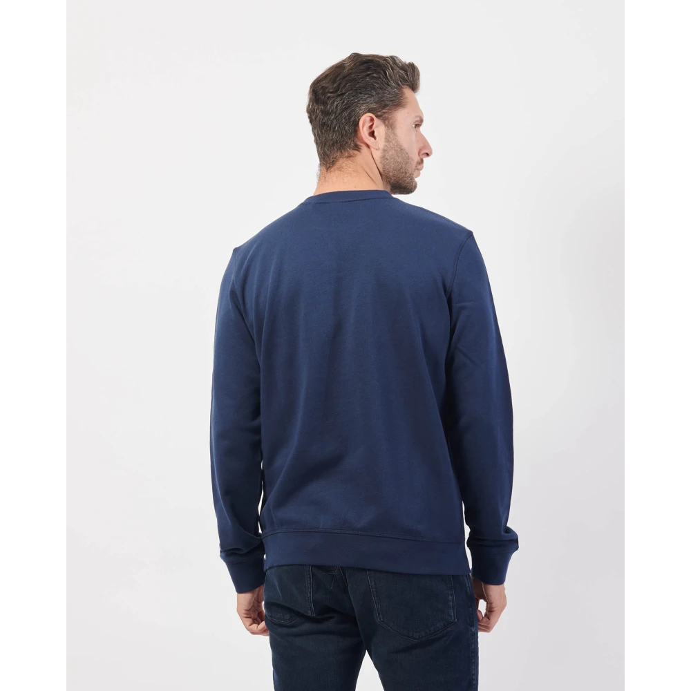 Hugo Boss Blauwe Casual Sweater Franse Terry Logo Blue Heren