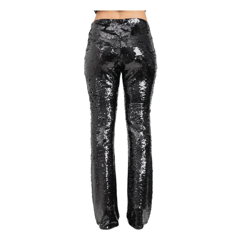 Armani Exchange Pailletten Hoge Taille Flare Broek Black Dames