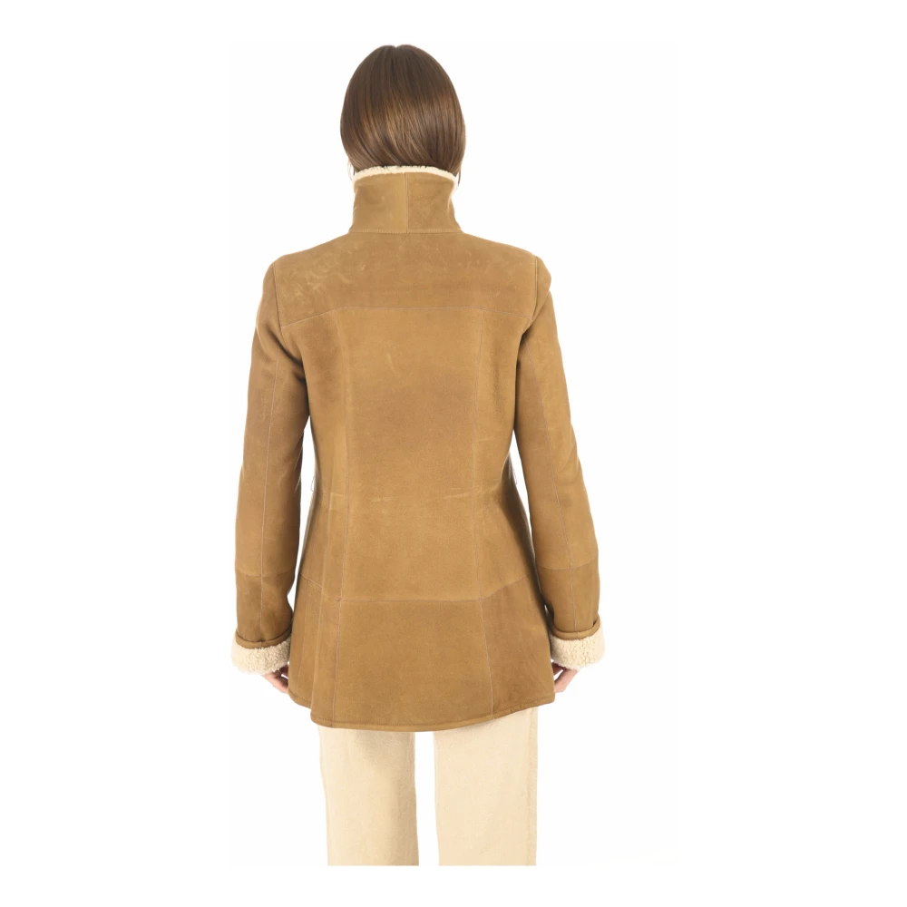 La Canadienne Merinillo Camel Shearling Jas Brown Dames