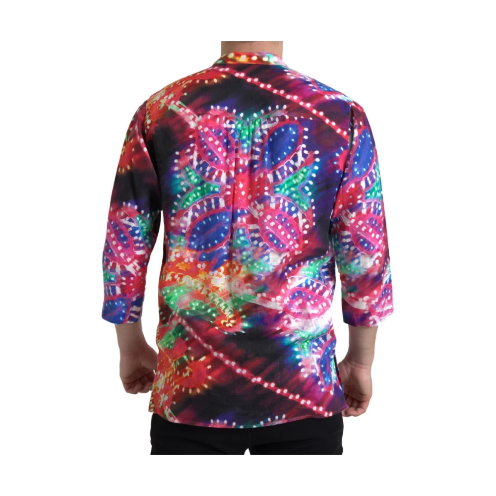 Dolce & Gabbana Multicolor Grafische Print Linnen Overhemd Multicolor Heren