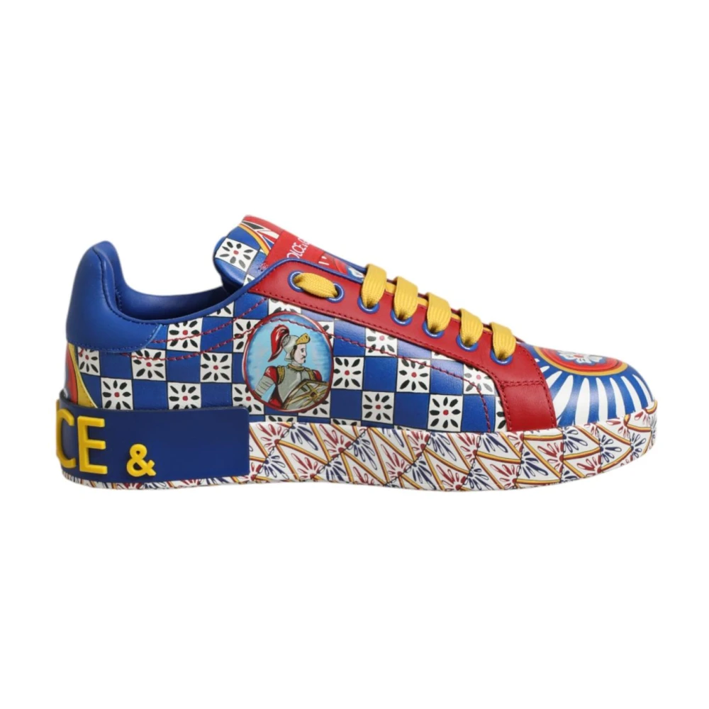 Dolce & Gabbana Women's Carretto Print Leather Sneakers