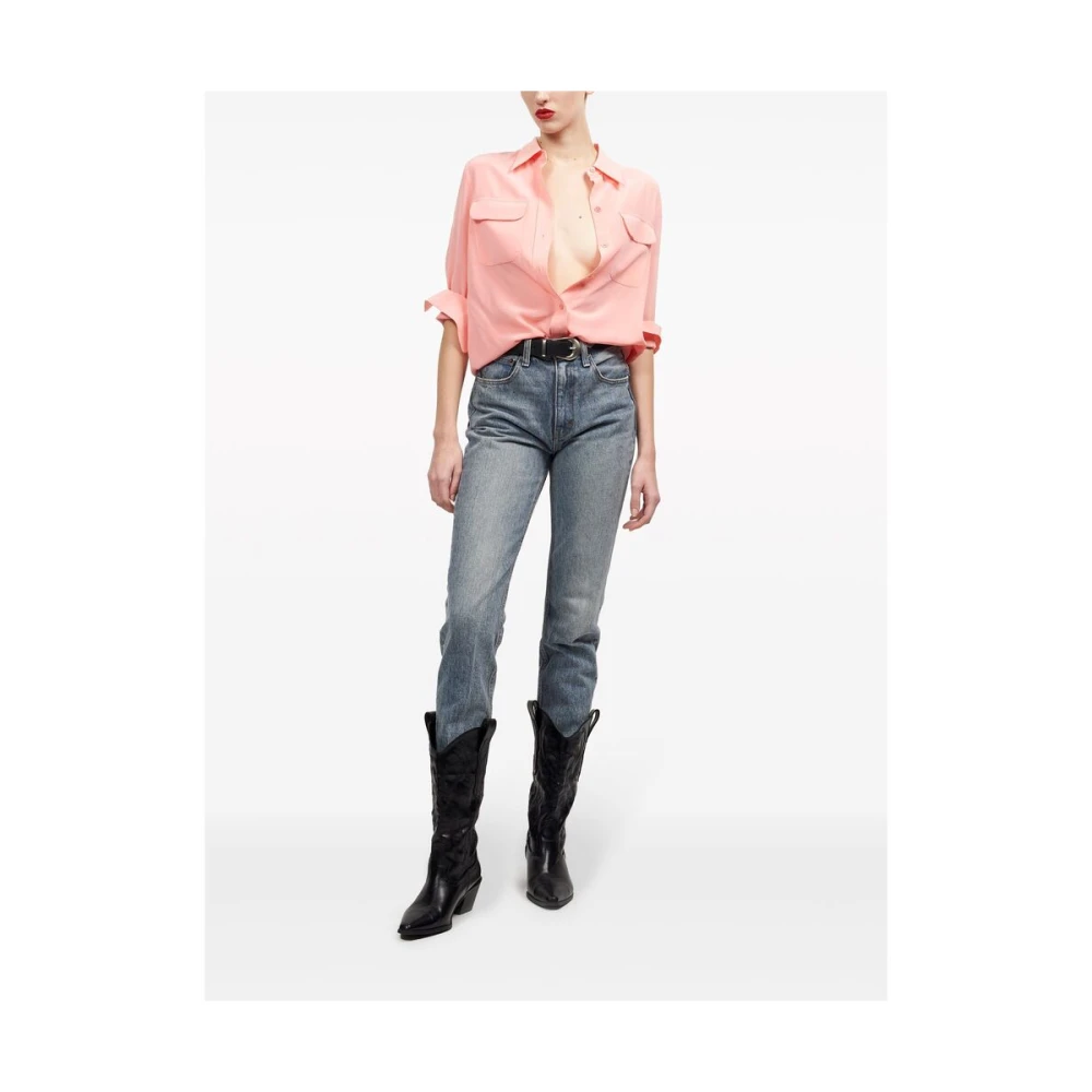 Equipment Flamingo Pink Zijden Overhemd met Klassieke Kraag Pink Dames